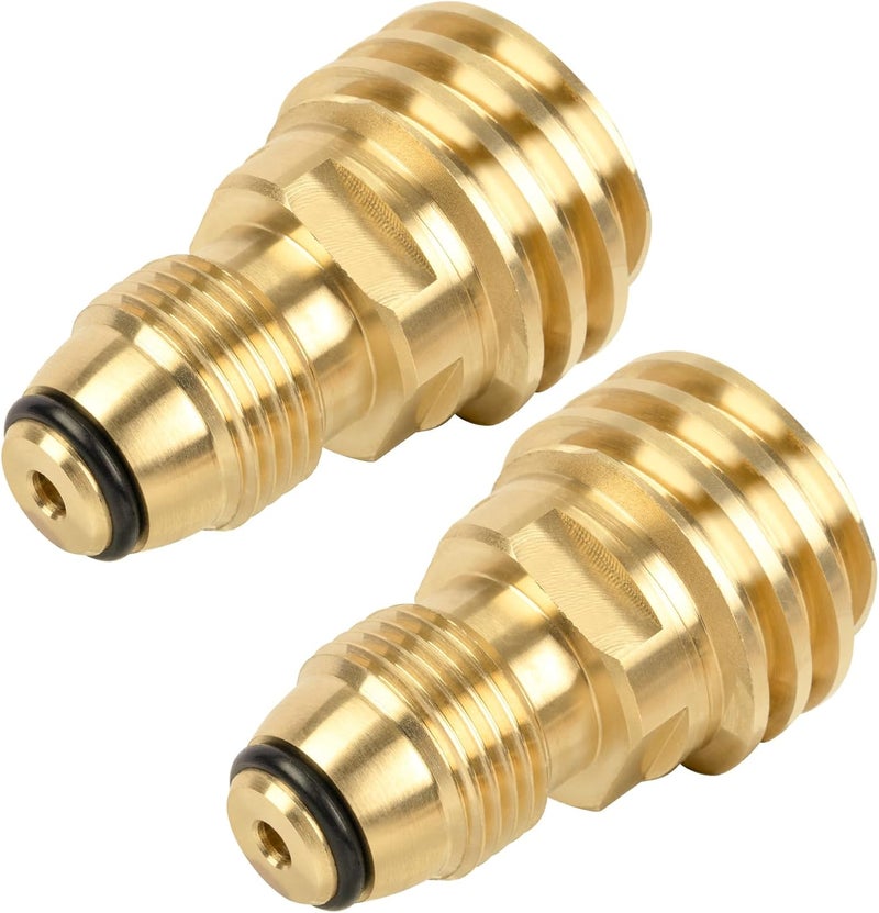 GASPRO Propane Tank Adapter, POL to QCC-1 Propane Fittings, Converts 100 lb LP Tank to Type-1 Hose or Regulator, Old to New, Solid Brass, 2 Pack - Image 1